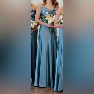 Elegant Blue Satin Gown